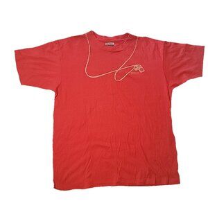 Vintage T-Shirt The Record Bar Inc  Summer Camp 1981 Red Counselor Whistle Shirt